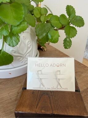 Hello Adorn Silver Ribbon Earrings - Modern Minimalist Home Accent Gift